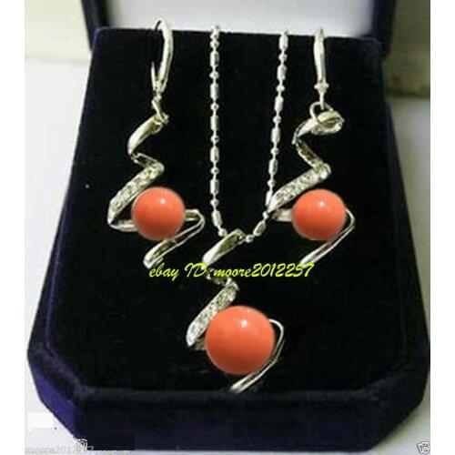 Prett Lovely Womens Wedding lovely Pink shell pearls Necklace earrings Sets>AAA GP Bridal wide watch win brincos