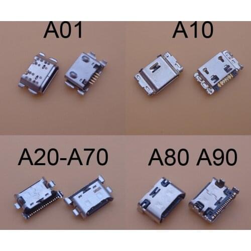 100PCS Type C Micro USB Jack Connector Charging Port Socket For Samsung Galaxy A01 A015 A015F/DS A10 A105F A80 A805 A90 A905F