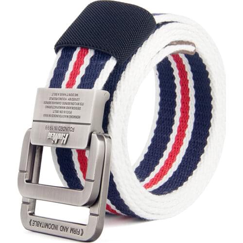 Canvas Mens Belt High Quality Alloy Double Buckle Fashion Fashionable Cool Denim Youth Student Pants Belt Male and Female