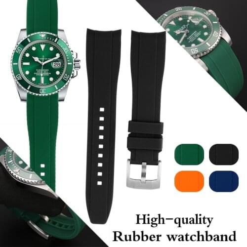 20mm 22mm High-quality Rubber watchband bracelet for o-mega s-eiko r-olex watches band brand curved end watch strap