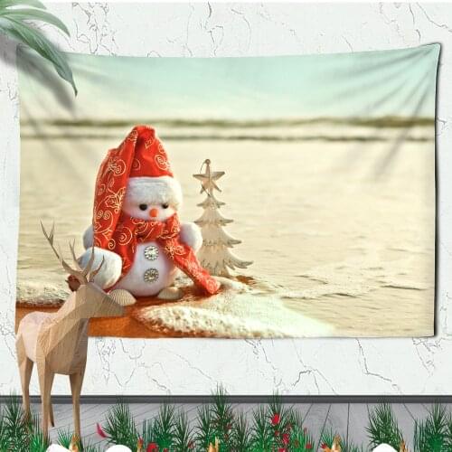 Christmas Wall Hanging Xmas Fireplace Home Wall Decor Christmas Snowmen Tapestries Large SizeTapestry