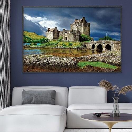 SP074 Silk Cloth Wall Poster Majestic Castles Art Home Decoration Gift