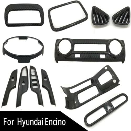 Carbon Fiber ABS Chrome Auto Car Styling Inner Accessories Window Lift Door Panel Cover For Hyundai Kona Kauai Encino 2019 2018
