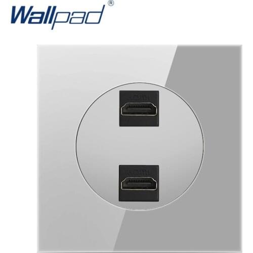 Wallpad 2 HDMI-compatible For DATA Transmission Socket Crystal Grey Glass Panel Wall Power Socket Outlet