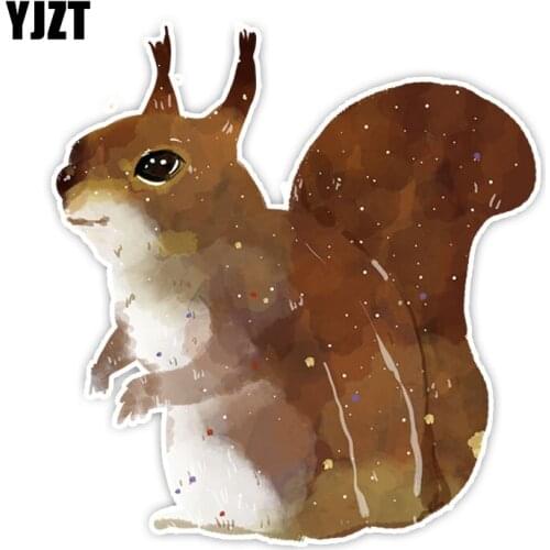 YJZT 16CM*14.7CM Watercolor Animal Squirrel PVC Motorcycle Car Stickers C29-1050