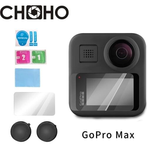 For Gopro Max Accessories Screen Protector Temper Glass Ultra Clear LCD HD + Lens Cap Protecter Cover For Go Pro Hero Max
