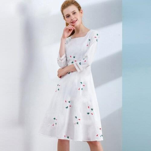 Abrini Women Autumn White Embroidery Dresses Preppy Hollow Out Lace Belt Casual Flower Party Elegant Dress Lining S-XXL Zipper
