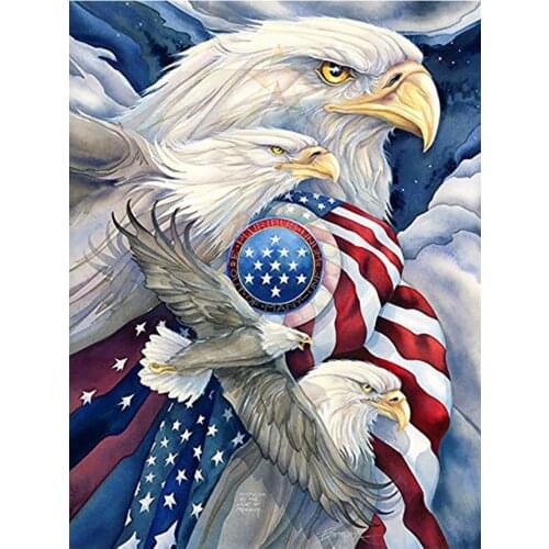 Animal Bald Eagle Flag Diamond Painting Round Full Drill Nouveaute DIY Mosaic Embroidery 5D Cross Stitch Raptor Pattern