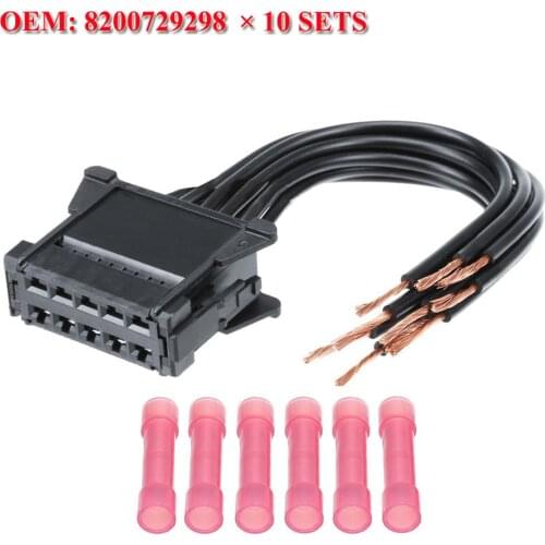 10 SETS Car Heater Blower Resistor Wiring Loom Harness Connector for Renault Megane 2 Scenic II 8200729298
