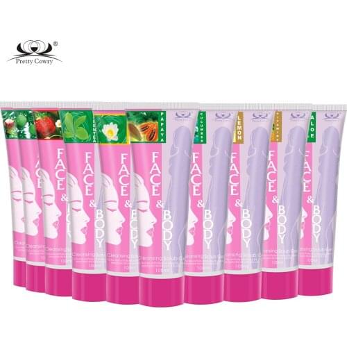 Pretty Cowry 12Pcs Coconut Papaya Fruit Exfoliating Dead Sea Salt Scrub for Face Body 100% Natural Organic Exfoliator