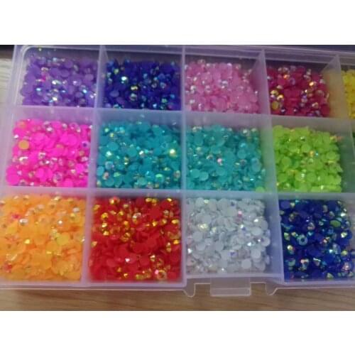 15000-7500pcs Nail Rhinestone 15Colors -1 Box Jelly rhinestones Nail art Deco Glitters Gems stones 3/4/5mm white AB rhinestones