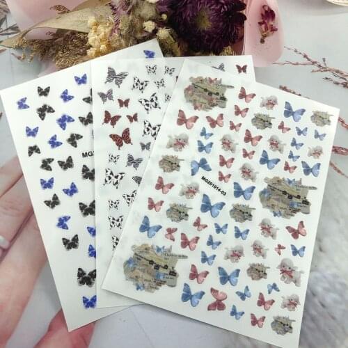 3D Nail Sticker Dark Butterfly Design DIY Tips Nail Art Ornament Packaging Self-adhesive Transfer Decal Slider