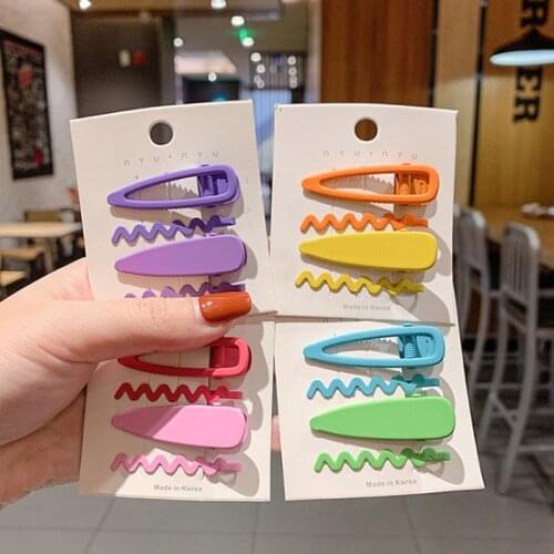 4Pcs/Set Korean Candy Color Hair Clips Women Girls Barrettes Cute Metal Hairgrips Hair Styling Tools Children Hair Accessories