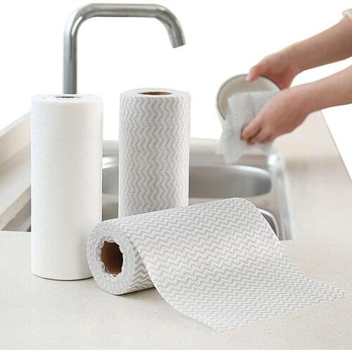 50Pcs/Roll Disposable Microfiber Cleaning Eco-friendly Rags Sponge-Wiping Non-stick oil Water absorption Kitchen Towels