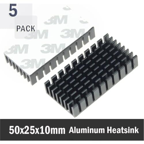 5Pcs Gdstime 50mm 5CM 50*25*10mm Aluminum Heatinks Chip IC LED With Thermal Conductive Tape