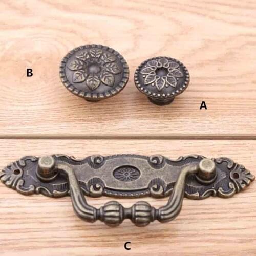 90mm rustico retro unfold install furniture rings handles bronze drawer cabinet knobs pulls antique brass dresser door handles