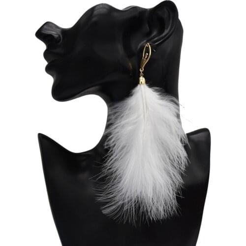 Bohemian Pearl Earrings for Women Big Statement White Black Feather Pearl Dangle Earing Boho Girl Party Ear Jewelry oorbellen