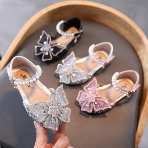 Sandals Girls Princess Shoes Infant Kids Baby Girls Pearl Crystal Bling Bowknot Single Princess Shoes Sandals Shoes Kids