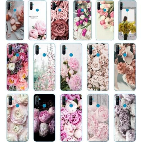 172SD Drawn Peony Delicate Flower Soft Silicone Tpu Cover phone Case for OPPO A1K A5S A7 AX7 A5 A9 2020 Realme 3 Pro C3 Case