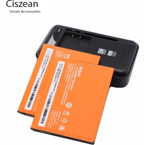 Ciszean 2Pcs BM45 BM 45 3020mAh Phone Replacement Battery + Dock Charger For Xiaomi Redmi Note 2 Hongmi Redrice Note2 batteries