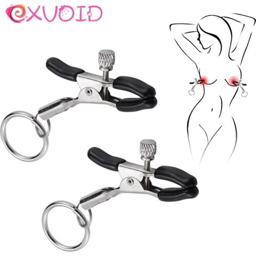 EXVOID Slave Restraint Breast Clamps Erotic 1 Pair BDSM Bondage Fetish Clitoris Clip Metal Ring Nipple Clip Sex Toy for Women
