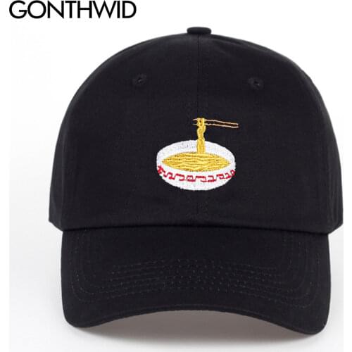 GONTHWID Embroidery Ramen Noodle Soup Adjustable Baseball Caps Men Women Hip Hop Casual Cotton Snapback Hats Sun Visor Dad Cap