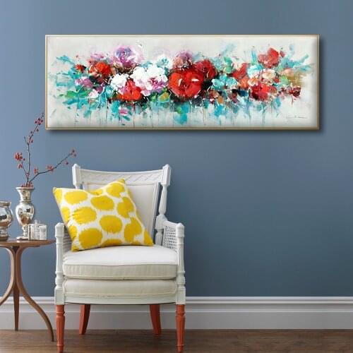 Handmade Oil Painting On Canvas Large Salon Wall Art Picture Abstract Flower Living Room Modern Home Interior Decoration Posters