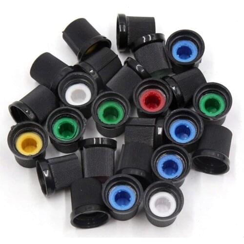 Uxcell 25Pcs 6mm Shaft Insert Dia Plastic Potentiometer Control Knobs 15 x 14mm 5 Color