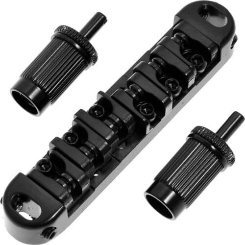 Set Locking Tune-o-matic Guitar Bridge Roller Saddle Black for Electric Guitar