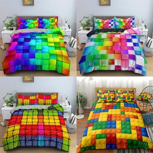 3D Geometry Bedding Sets 3D Duvet Cover Bed Linen Bedclothes Twin/Queen/King Size Bed Room For Kids Bedding Kids Bed Cover Set