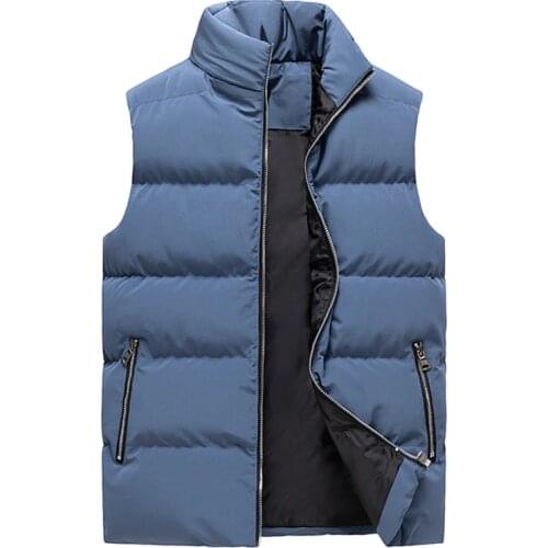 Mens Jacket Sleeveless Vest Autumn Winter Fashion Male Vest Coats Men Stand Collar Thicken Waistcoats Clothing Thicken Warm Vest