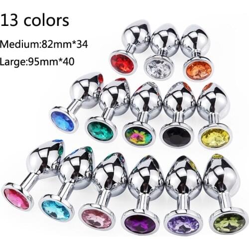 Male & Female Anal Plugs Masturbation Anal Plug Expansion (13 Colors) Round Water Diamond Metal Anal Plug Adult Products Sex Toy