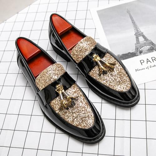 2019 new spring leather shoes slip-on mens loafers casual comfortable brogues luxury fashion thick sole shoes sneakers black