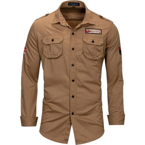 Men Outdoor Military Tactical Cargo Shirts Breathable Long Sleeve Lapel Cotton Clothing Fishing Hunting Hiking Army Top Tshirts