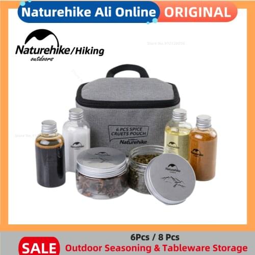 Naturehike 8pcs Camping Outdoor Tableware Storage Container Seasoning Bottles Cans With A Bag For Picnic BBQ Portable NH17T011-P