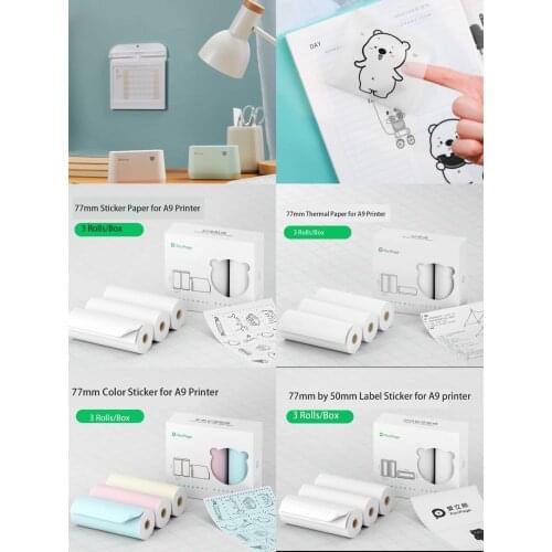 Peripage A9 model 77mm Official Original Peripage Thermal Paper Label Sticker Translucent Sticker Paper