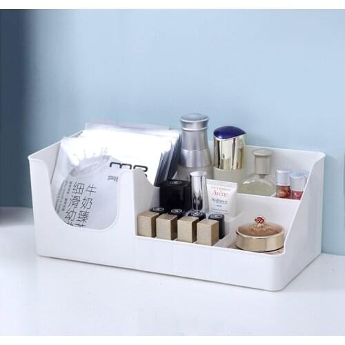 Plastic Organizer Boxes Cosmetic Storage Box Make Up Organizer Large-capacity Partition Storage Container For Dresser Bathroom