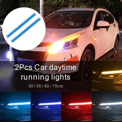 2pcs Car Daytime Running Lights Sequential LED Strip 12V Turn Signal Indicator Light Waterproof Car Styling Docoration Headlight