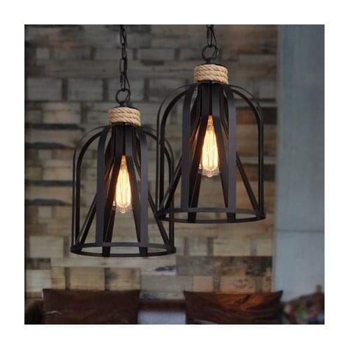 Retro indoor lighting Vintage pendant light LED lights iron cage lampshade light fixture Metal Hanging Lamps For Coffee Shop Bar
