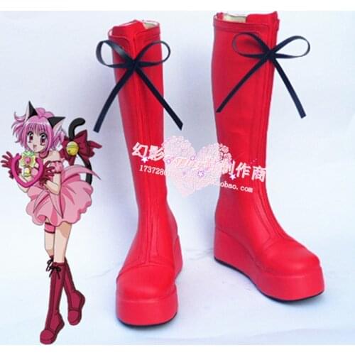 Tokyo Mew Mew MomomiyaIchigo Red Halloween Girls Long Cosplay Boots Shoes H016