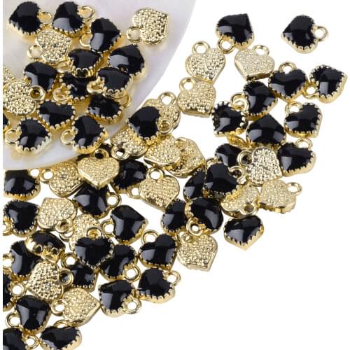 50pcs Alloy Enamel Heart Charms for Bracelet Necklace jewelry making DIY Decor Accessories 8x7.5x2.5mm, Hole: 1.5mm