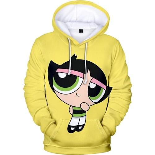 Kawaii Anime Powerpuff 3D Print Boys Girls Hoodie Sweatshirts Fashion Women Long Sleeve Hoody Harajujku Cartoon Girls Pullovers