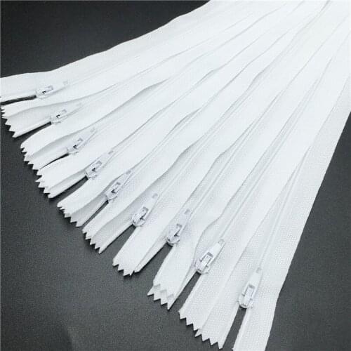10pcs White 3# Closed Nylon Coil Zippers Tailor Sewing Craft (6-24 Inch) 15-60CM