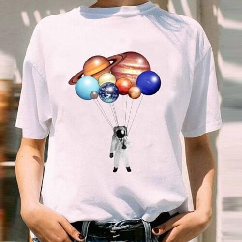 Women Graphic Space Cartoon Trend Style Girl 90s Spring Summer Short Sleeve Lady Print Female Clothes Tops Tees Tshirt T-Shirt