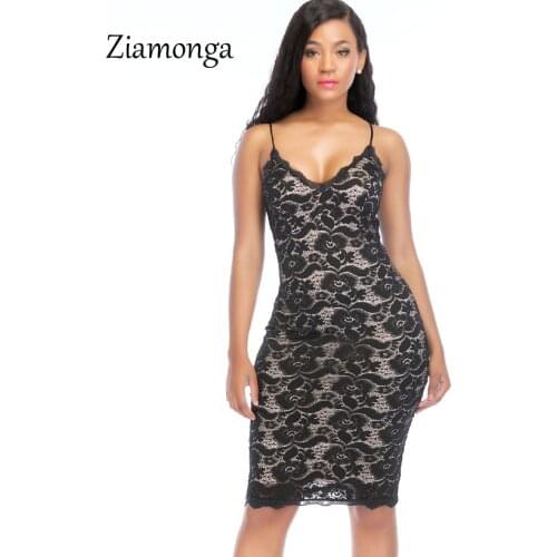 Ziamonga Bandage Dresses Party Women New Elegant Sleeveless Floral Lace Dress Black White Blue Women Bodycon Dress Summer 2018