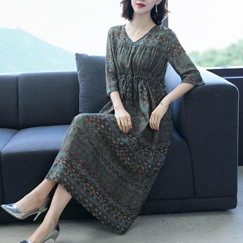 Korea Vintage Elegant 3XL Plus Size Boho Floral Women Dresses 2021 Spring Autumn Cotton Linen Midi Dress Bodycon Party Vestidos