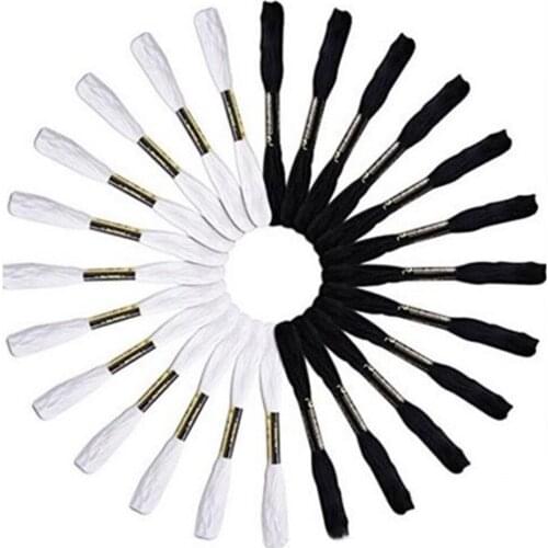 1set （12pcs white and 12pcs black）Cross Stitch Embroidery Thread for DIY Homemade Craft Sewing Accessories