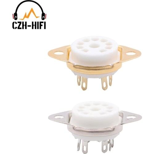 10PCS 9pin Ceramic Tube Socket Valve Base for 6DJ8 12AX7 ECC83 B339 EL84 5670 6L13 12AU7 12AT7 Audio Amplifier DIY Bottom Mount