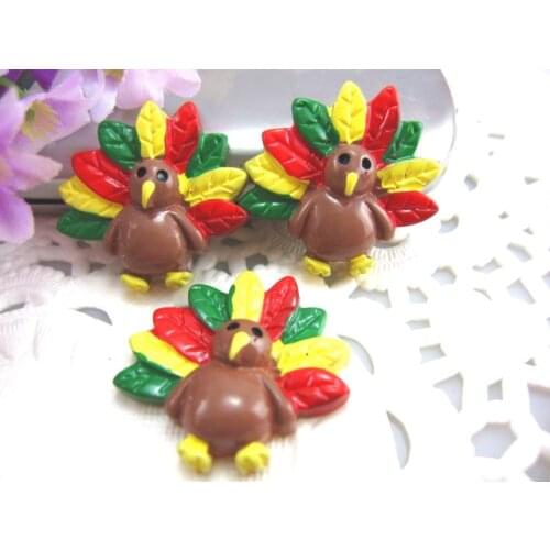 10pcs/lot kawaii flat back resin turkey for kids DIY resin cabochons accessories about 25mm