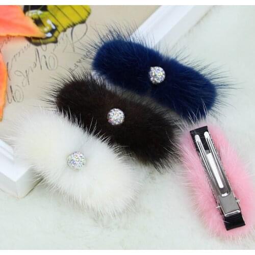 100 pcs Women Girls Cute fur Hair clips Ties bobbles with Crystal ball Korean Version Elastic Hair bands Accessories GR129